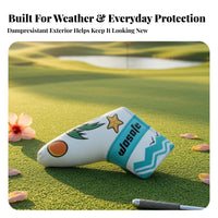 Tropical-Style Golf Putter Cover | Textured Faux-Leather Outer, Golf Putter Headcover