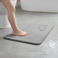 Cartoon Flannel Bathroom Mat Absorbent Non-Slip Floor Mat for Home