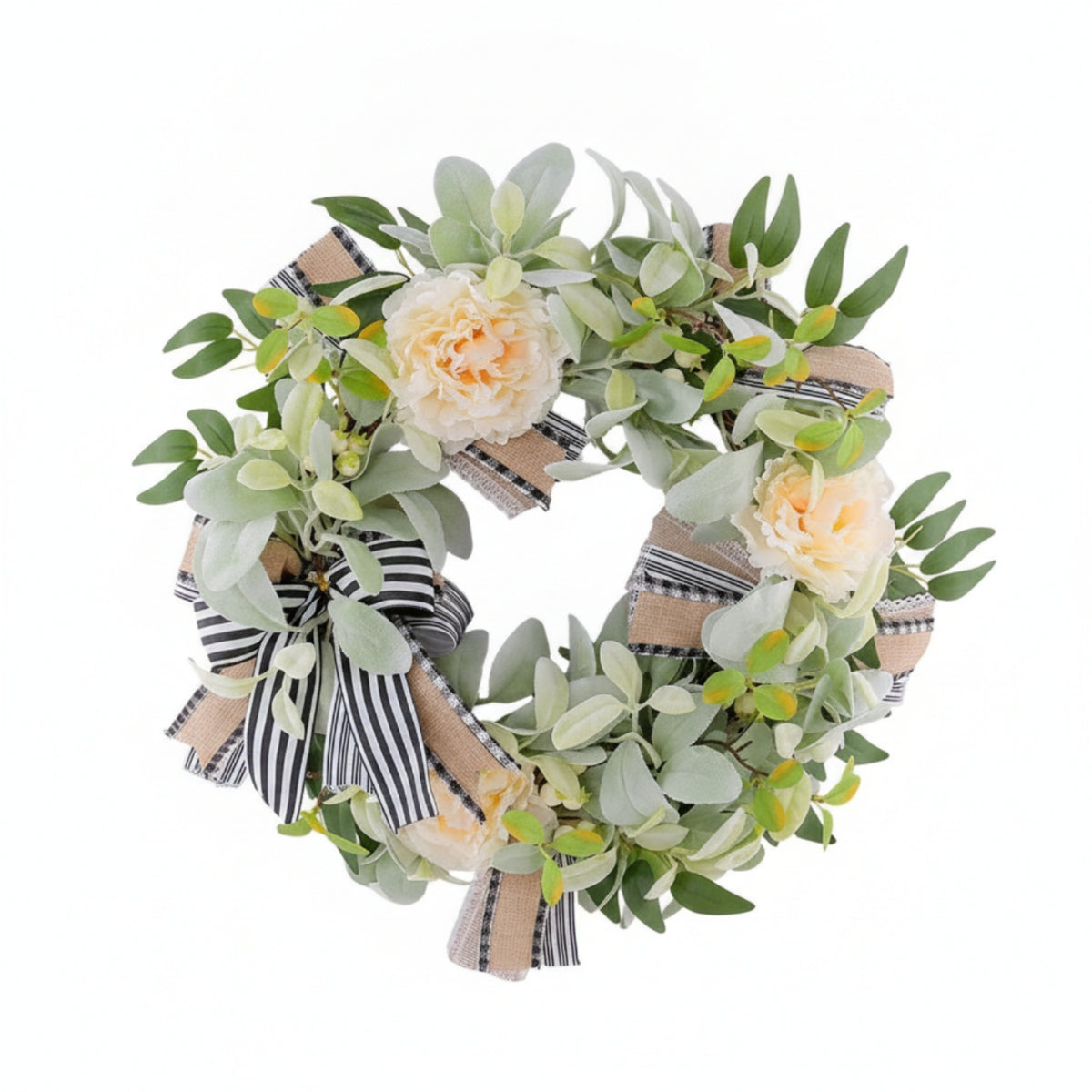 Peony Wreath Full Wreath with Bow Countryside Aesthetic Decor for Homeowners, Window