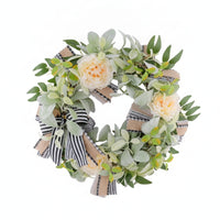 Peony Wreath Full Wreath with Bow Countryside Aesthetic Decor for Homeowners, Window
