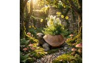 Textured Shell Turtle Planter Sculpted Decorative Turtle Planter Painted Eyes Outdoor Decor Multicolored for Garden, Courtyard