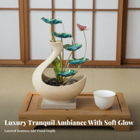 Housewarming Gift Circulating Water Ornament Minimalist Design Cascading Tabletop Fountain Good Luck Charm LED Light Water Feature Soothing Sounds for Feng Shui Enthusiasts, Meditation Practitioners, Tea Room, Entryway, Desktop, Office
