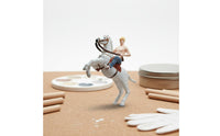 1:64 Scale Horse Equestrian Figure Realistic Detail Man on Pale Horse Figurine Dynamic Pose Diorama Accessory for Dioramas
