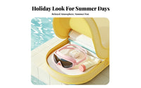 Cartoon Print Waterproof Storage Pouch Hanging Loop EVA Pouch Rounded Rectangular Organizer Case Portable for Girls, Swimming, Beach