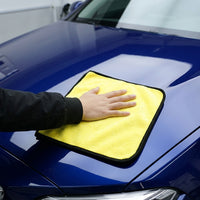 Double Sided Car Drying Towel and Coral Fleece Car Drying Towel, 32 Ply Gray and Yellow Car Cloth, Shedding Resistant Plain Weave for Detailing