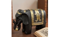 Elephant Sculpture with Gold Accents Decorative Elephant Figurine Textured for Entryway