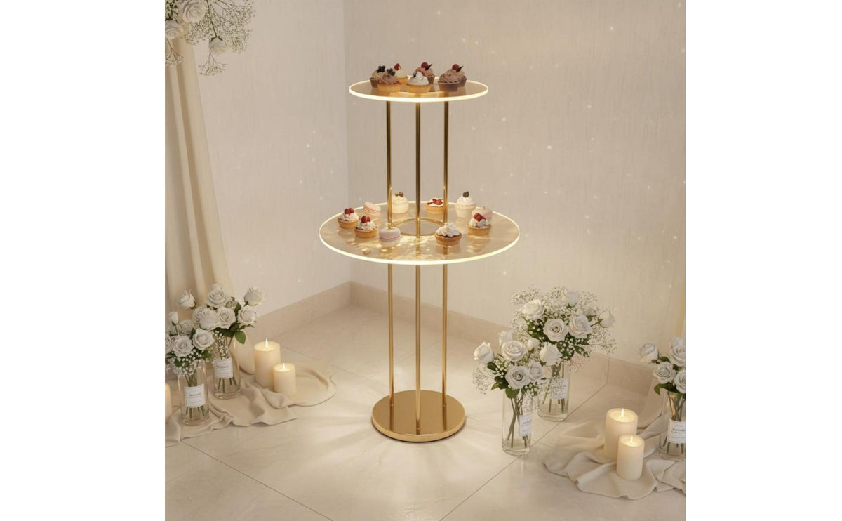 Acrylic Shelf Lighted Dessert Stand Reusable Wedding Dessert Stand Elegant for Hotel Event Teams, Banquet Hall