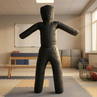 Double-Layer Leather Standing Wrestling Mannequin Outstretched Arms Hooded Wrestling Mannequin Long Legs Sports Gear 120 Cm Tall