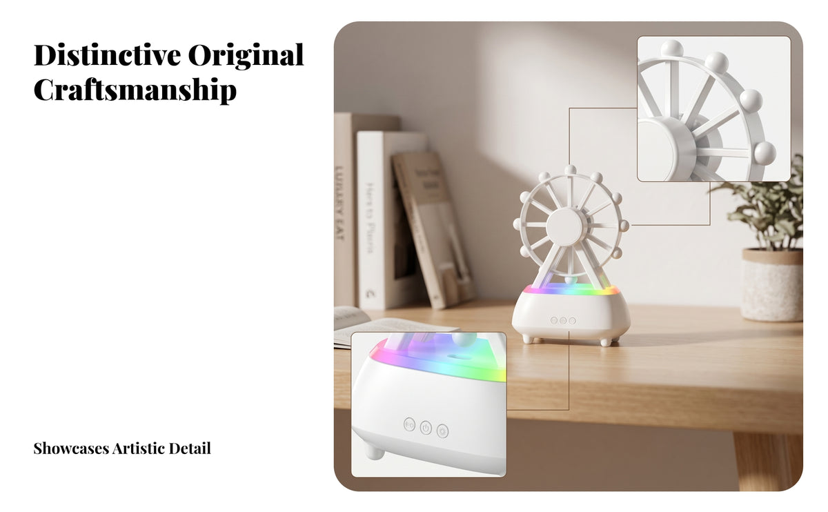 White wheelWheel Aroma Mist Dispenser Round Base Mist Aroma Mist Dispenser Feet Aroma Nebulizer No Heat