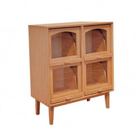 Dollhouse Storage Cabinet Arched Openings 1:12 Scale Miniature Cupboard 4 Compartments Miniature Wooden Cabinet