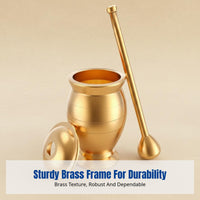 Brass Mortar, Durable Copper Seasoning and Garlic Grinder, Upgraded Thickened Design, Includes Random Anti-Slip Mat