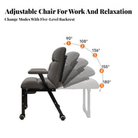 Sit and Lie Function transformable Lounger Adjustable Recline Reclining Chair Ergonomic Design Folding Armchair Padded Cushioning for Office Workers, Students, Homeowners, Home, Living Room, Bedroom, Balcony