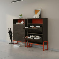 Metal Shoe Storage Unit Steel Construction Tipping Shoe Storage Unit Space-Saving Design Household Furniture for Entryway