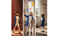 Colonial Costume Theatrical Historical Costume with Hat Layered Period Dressing Up Set for Children, Halloween