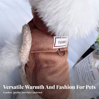 Sleeveless Leather Puppy Coat Thickened Fleece Lined Dog Vest Warm Chilly-Season Dog Gilet for Young Dogs, Cold Weather, Outdoor Walks, Outdoors