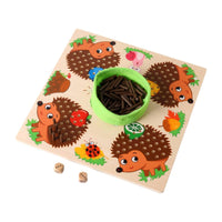 Educational Hedgehog Game Board with Pegs Learning Wooden Peg Game Sensory Peg Board Safe for Preschool