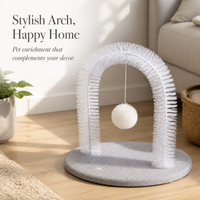 Cat Arch Self-Groomer and Scratcher Toy with Thick Bristles