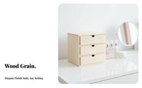 Multi-Layer Design 3-Tier Mini Chest Compact Desktop Storage Handle-Less Drawers Drawer Unit Vintage Look for Makeup Users, Office Workers, Students, Vanity, Dressing Table, Countertop, Study Room