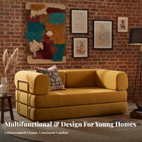 Pull-Extendable Couch Bed Foldable Design Upholstered Pull-Extendable Daybed Retro & Design Sleeper Sofa for Apartment Dwellers, Homeowners