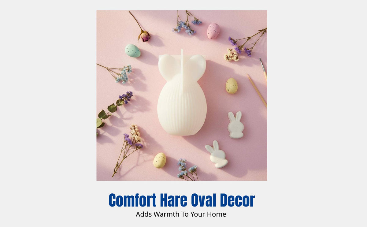 Easter Striped Oval Bunny Candle Mold, DIY Scented Plaster, Home Decor
