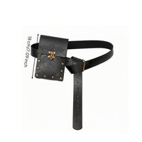 Embossed Pattern Steampunk Waist Pouch Brass-Tone Rivets Adjustable Waist Pouch