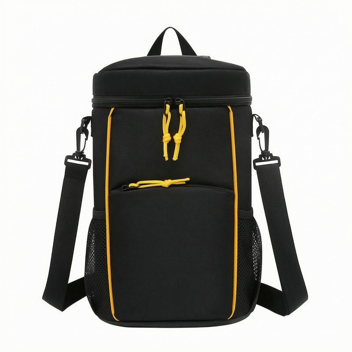 Cylindrical Bag Mesh Side Pockets Bucket Bag Detachable Strap