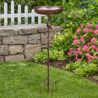 Cast Iron Water Bowl for Birds, 76cm Garden Ornament, Distressed Bronze Outdoor