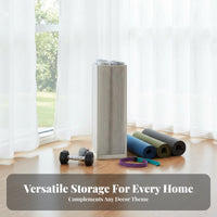Space-Saving Exercise Mat Storage Rack Large Capacity Fitness Equipment Holder Sturdy Construction Multi-Basket Storage Stand Easy to Assemble for Home Gym