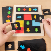 Wooden Direction Cognition Toy Early Education Pointer Reasoning Matching Board Hand-Eye Coordination Color Direction Matching Game