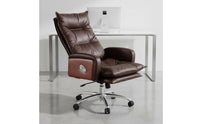 Luxurious Cushioning Reclining Office Chair Footrest Ergonomic Leather Computer Chair for Executives