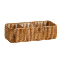 Woven Desktop Storage Box Rattan Desk Organizer Compact Rattan Storage Box for Home Office