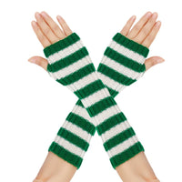 Anime Cosplay Striped Gloves, Fingerless Knit Sleeves, Christmas, Autumn Winter, Polyester