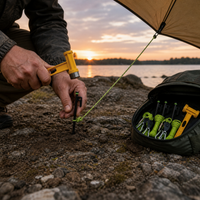 Tent Guy Line Adjuster with Self-Locking Pulley and Reflective Rope for Outdoor Camping