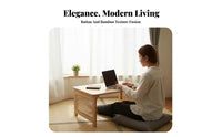 Space-Saving Foldable Rattandesign Table Multi-Purpose Foldable Chabudai Lightweight & Portable Floor Desk No Assembly Required for Apartment Dwellers, Telecommuting Workers, Bay Window, Small Areas, Tea Ceremony, Bedroom