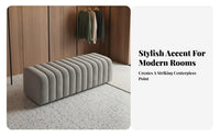 End of Bed Bench Versatile Modern Entryway Bench Firm-Density Foam Fluted Velvet Ottoman for Homeowners, Renters, Bedroom, Clothing Store, Hallway