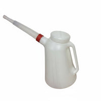 Clear Measurement Scale 5L Plastic Oil Can with Spout Leak-Proof Car Engine Oil Filler Pitcher Ergonomic Handle Long Spout Measuring Jug Resistant for Mechanics, DIYers, Auto Repair Shop, Workshop, Garage