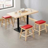 Solid Wood Rock Slab Top Dining Set Easy to Clean Restaurant Dining Table and Stool Set Stable Structure Dining Hall Table with Padded Stools Heavy Duty for Snack Bar, Cafe, Dessert Shop, Food Court