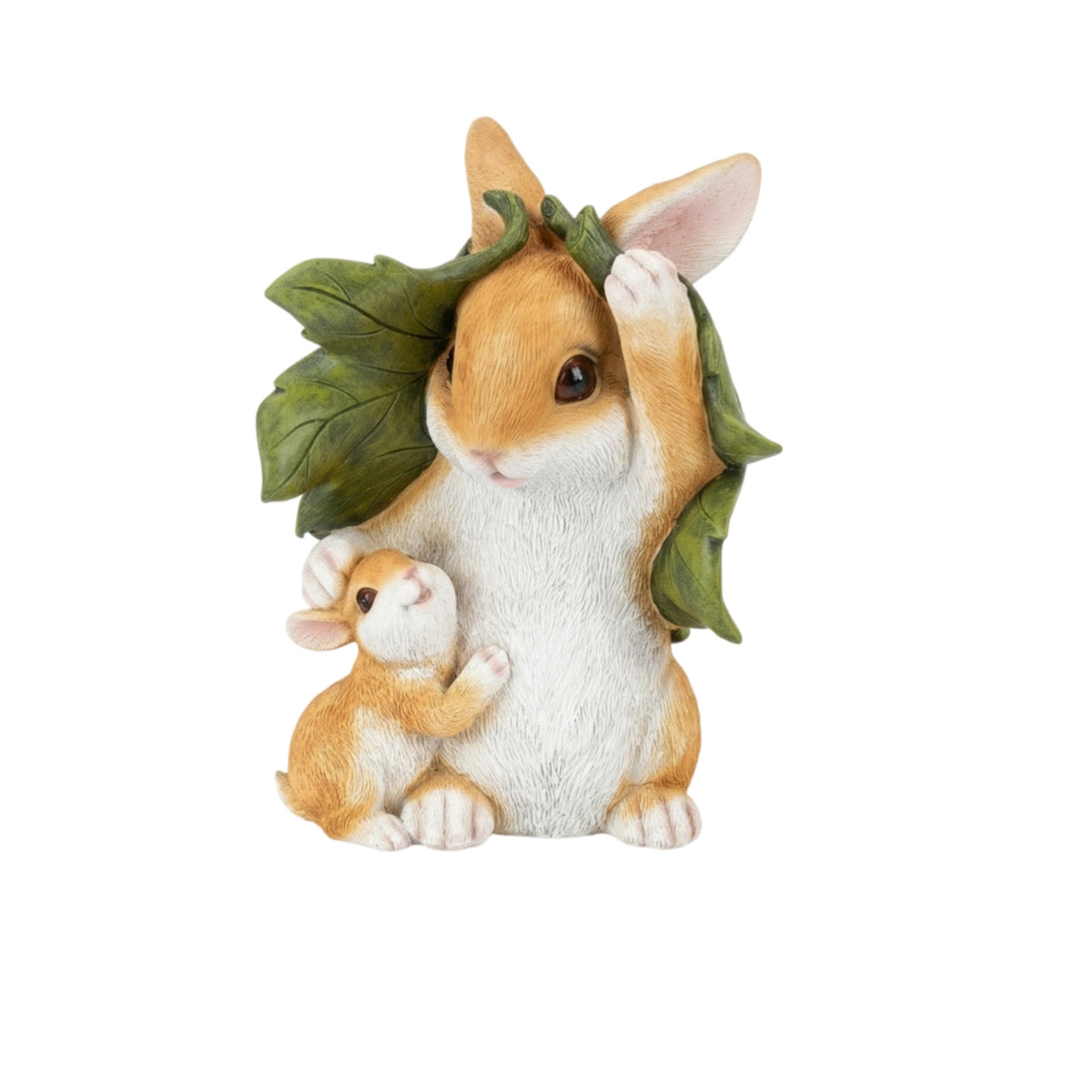 Tan and White Garden Bunny Sculpture Gift Idea Decor Piece Resin Bunny Statue Garden Rabbit Ornament
