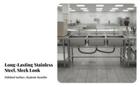 Commercial Kitchen Sink Heavy Duty Freestanding Stainless Steel Sink Rust Resistant Multi-Basin Wash Station for Chefs, Business Owners, Bar, Workshop