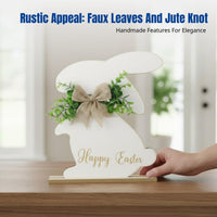 Easter Hare Wreath, Cream Wooden Door Sign, Hanging Seasonal Decor for Home, Farmhouse