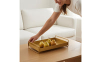 Rectangular Serving Tray Easy to Clean Golden-Hued Grip Tray Spill Resistant