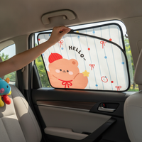 Car Window Sun Shade with Cartoon Design, UV Protection and Heat Insulation, Track-Mounted for Vehicle Interior