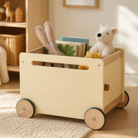 Toy Box with Wheels Compact Storage Box with Wheels Low-Profile Rolling Toy Chest for Playroom