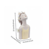 Resin Girl Bust Sculpture Display Piece Lady Bust Figurine Decorative Butterfly Figurine Art Design for Living Room, Cabinet, Window