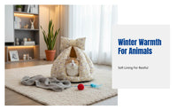 Soft Pet Den Machine-Washable Ribbon-Topped Pet Tent Warm Enclosed Design for Living Room