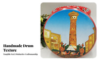 Painted Ethnic Tambourine Performance Stage Prop Hand Drum Handmade Percussion Instrument for Dancers, Culture Aficionados, Cultural Events, Classroom