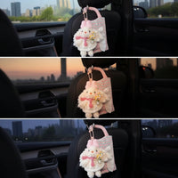 Animal-Shaped Car Seat Tissue Holder with Hanging Strap Soft Hanging Tissue Pouch with Soft Rabbit Compact Universal Fit for Drivers