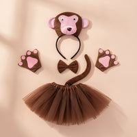 Layered Monkey Costume Accessory Kit Soft Monkey Costume Set Cute Dress-up Set with Tutu Adorable for Children, School Plays