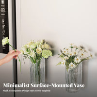 Hydroponic Friendly Clear Ribbed Plant Pocket Transparent Design Wall Planter Space Saving Hanging Vase Easy Installation for Apartment Dwellers, DIYers, Living Room, Hallway, Bedroom, Balcony