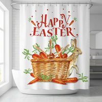 Easter Shower Curtain, Spring Easter Bunny Shower Curtain, Shower Curtain Cute Bunny Eggs Printing Washroom Shower Curtain Machine Washable for Homeowners, Bathroom